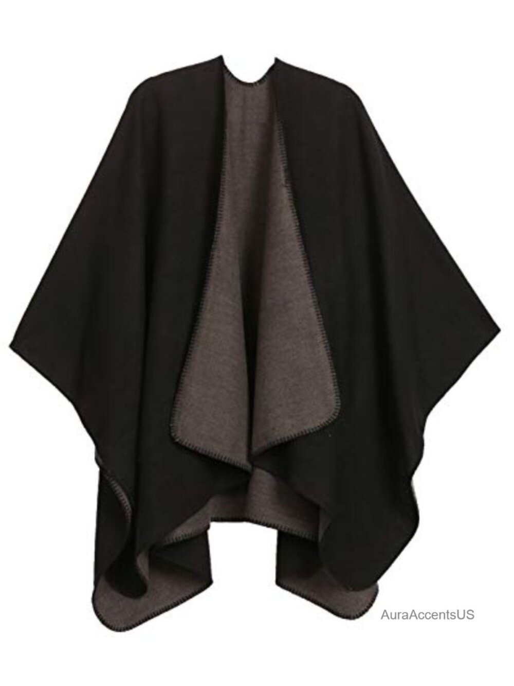 Sakkas Mari Reversible Poncho Shawl Wrap Cape Ruana One Size